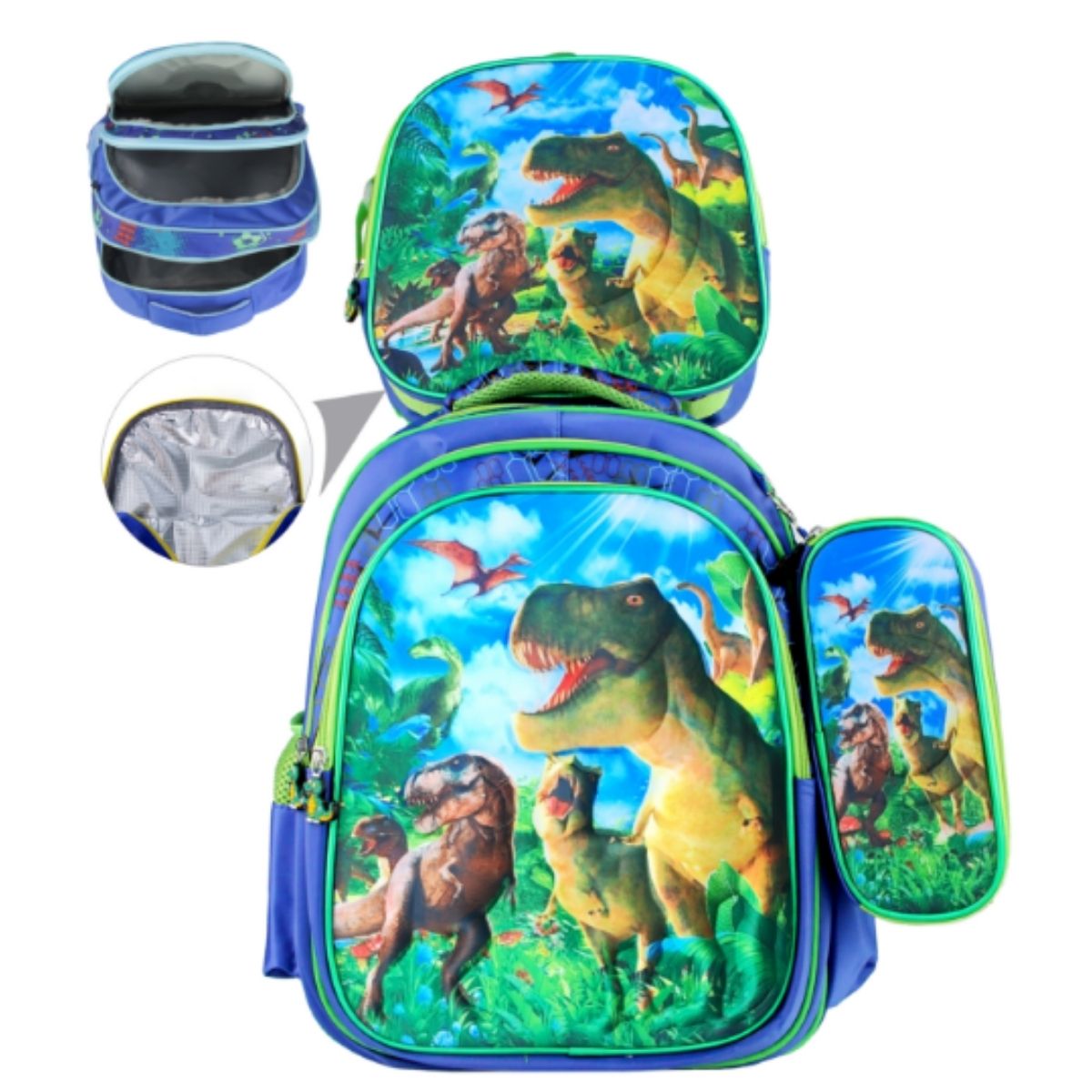 Kit Escolar Infantil 3 Peças – Mochila, Bolsa Térmica e Estojo 3JT-B2569