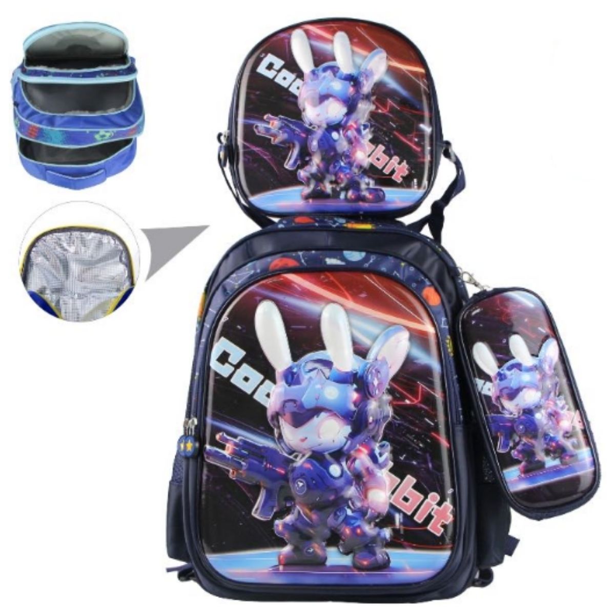 Kit Escolar Gamer 3 Peças – Mochila, Bolsa Térmica e Estojo 3JT-ET2523-K