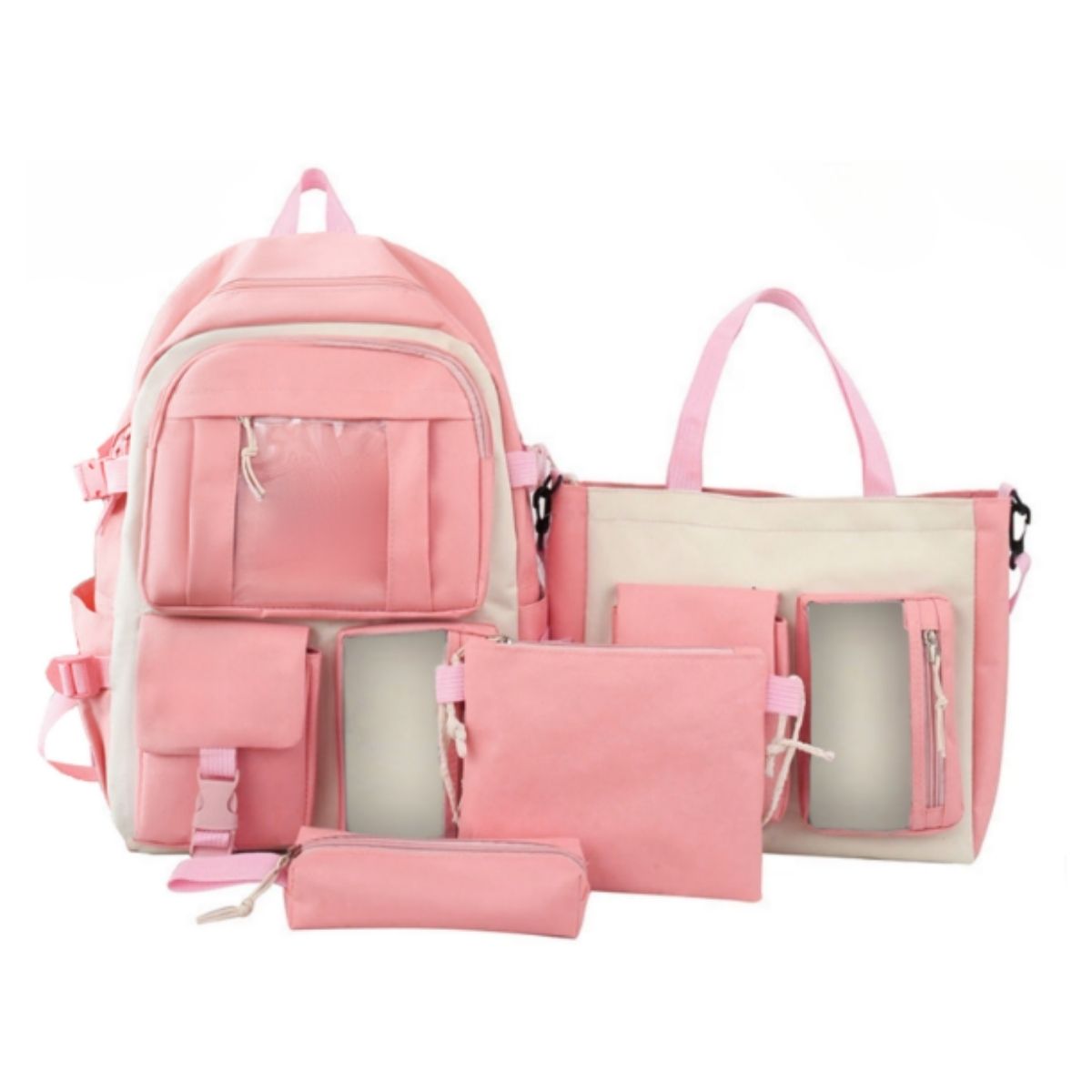 Kit Escolar Feminino 4 em 1: Mochila, Bolsa e Estojos