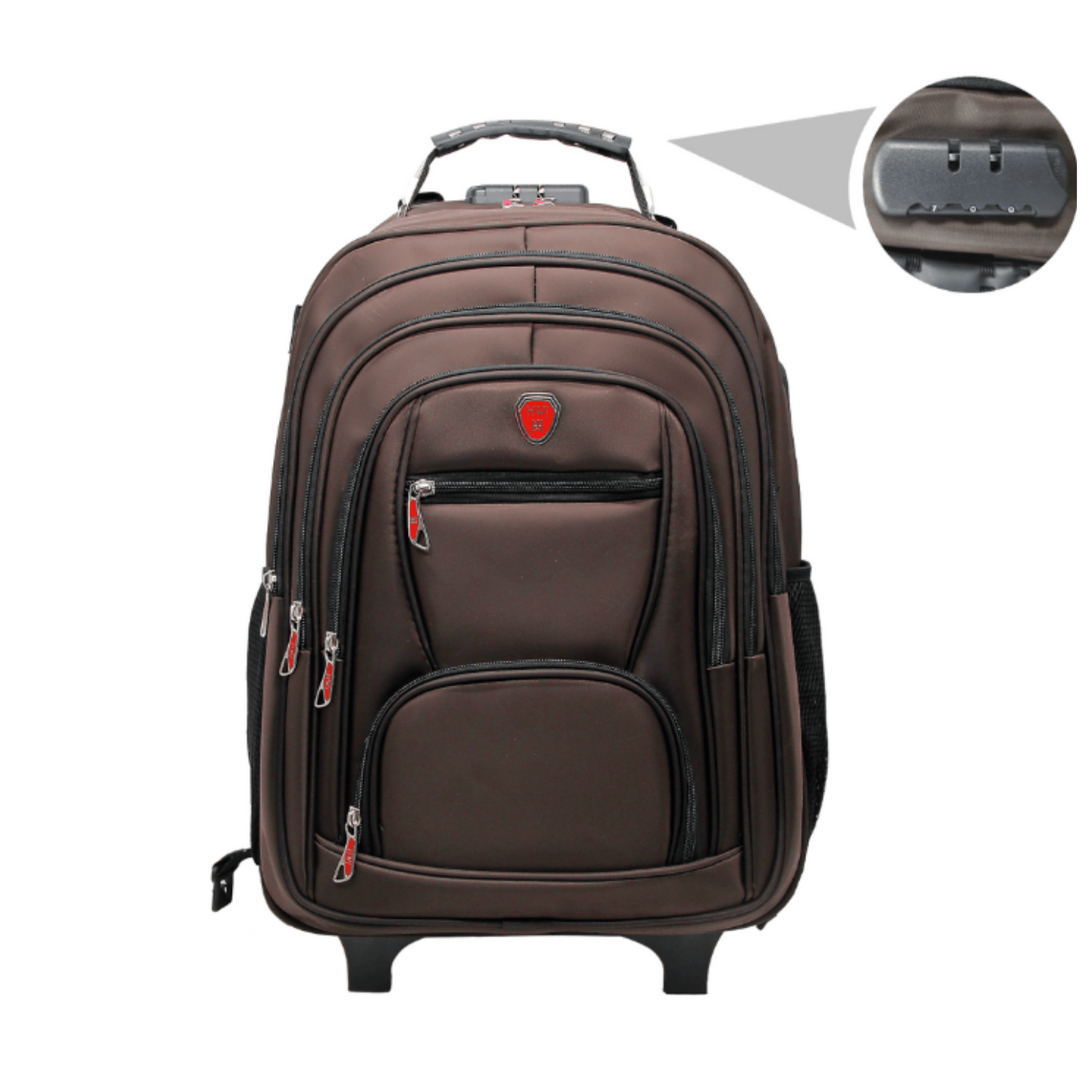 Mochila com Rodas Impermeável com Cadeado e Entrada USB e P2