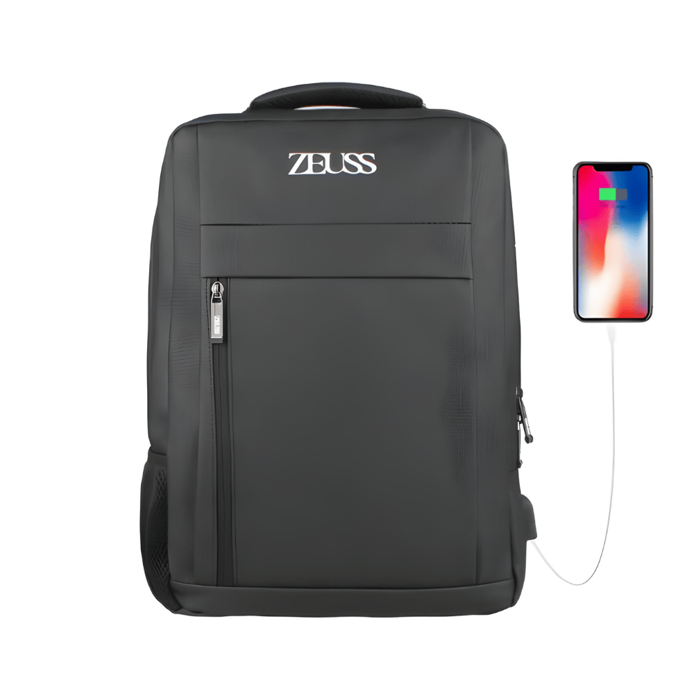 Mochila Executiva Preta USB Impermeável Zeuss Premium para Notebook