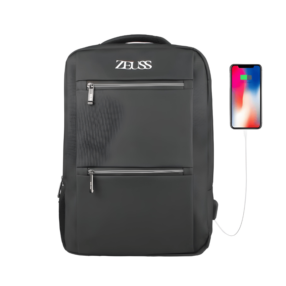 Mochila Executiva Preta USB Impermeável Zeuss Premium para Notebook