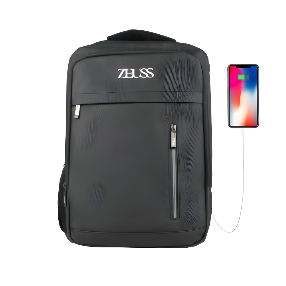 Mochila Executiva Preta USB Impermeável Zeuss Premium para Notebook