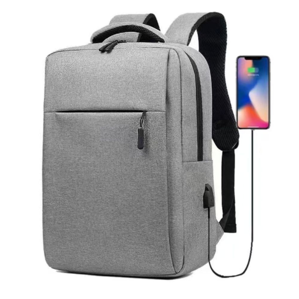 Mochila Executiva Cinza com USB e Espaço para Notebook