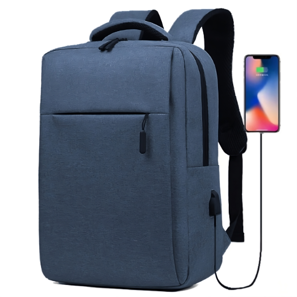 Mochila Executiva Azul com USB e Espaço para Notebook