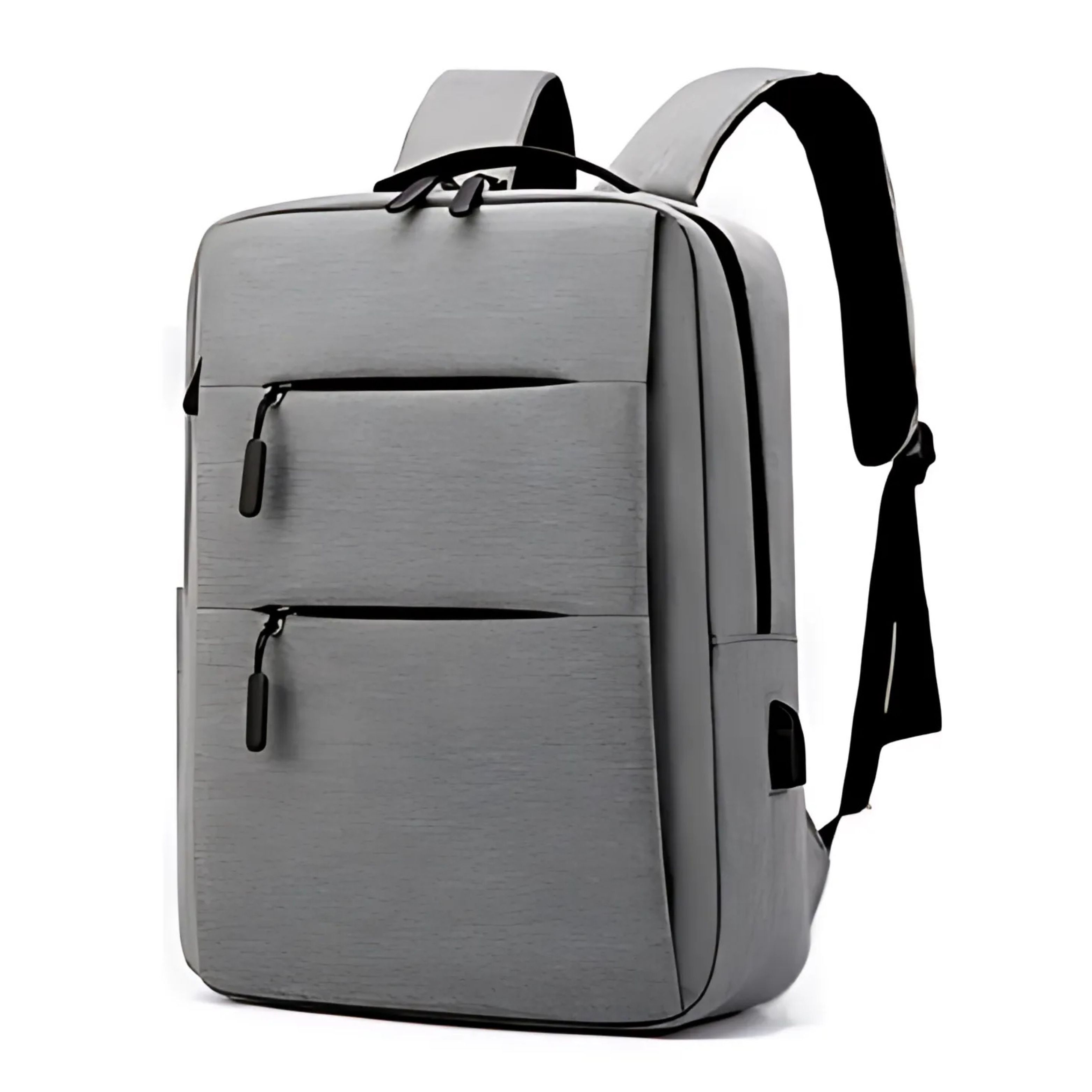 Mochila Executiva Cinza com 2 Compartimentos Internos, Porta USB e Espaço para Notebook