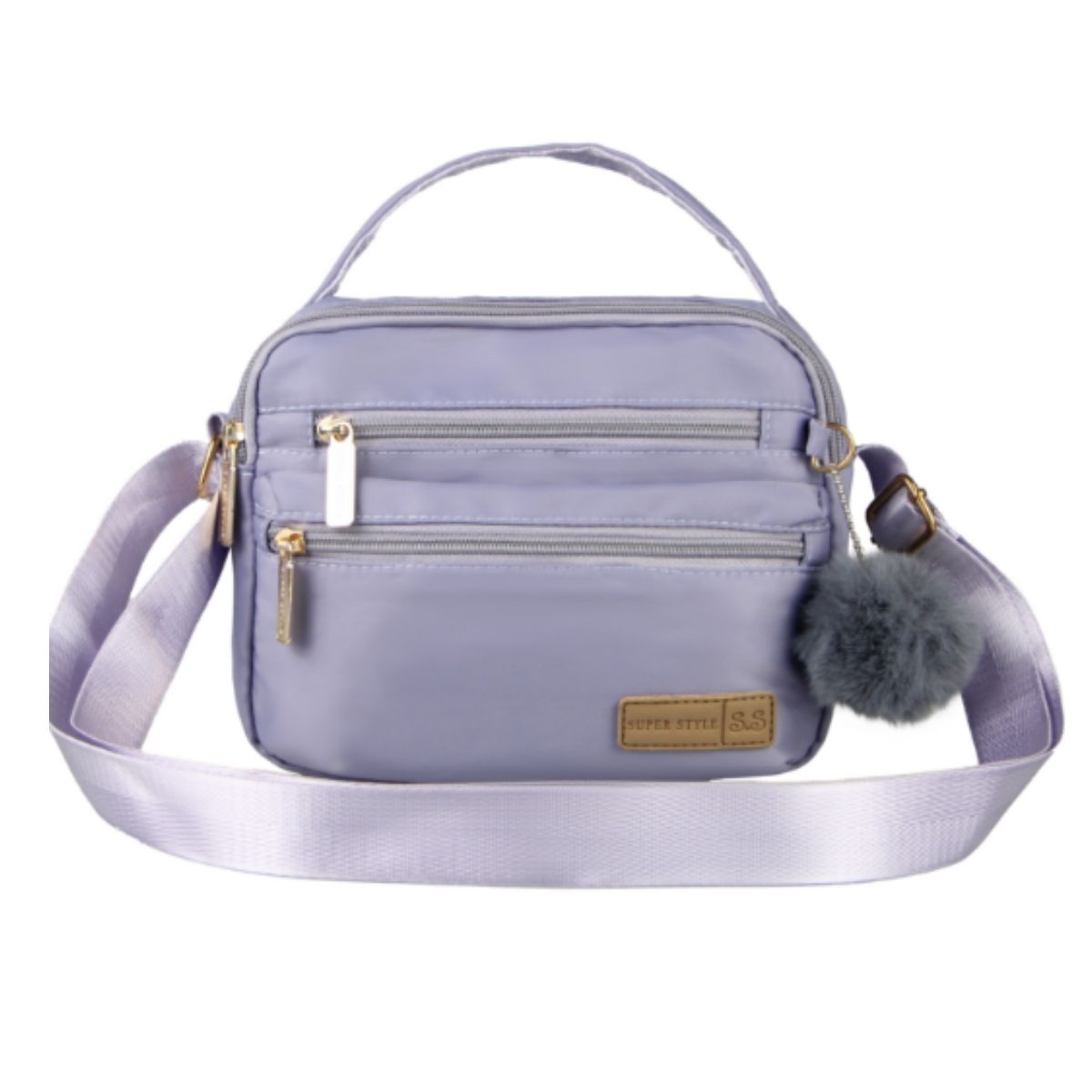 Bolsa Nylon com Bolinha de Pelo BL-XB8210 – Compacta, Resistente e em Diversas Cores