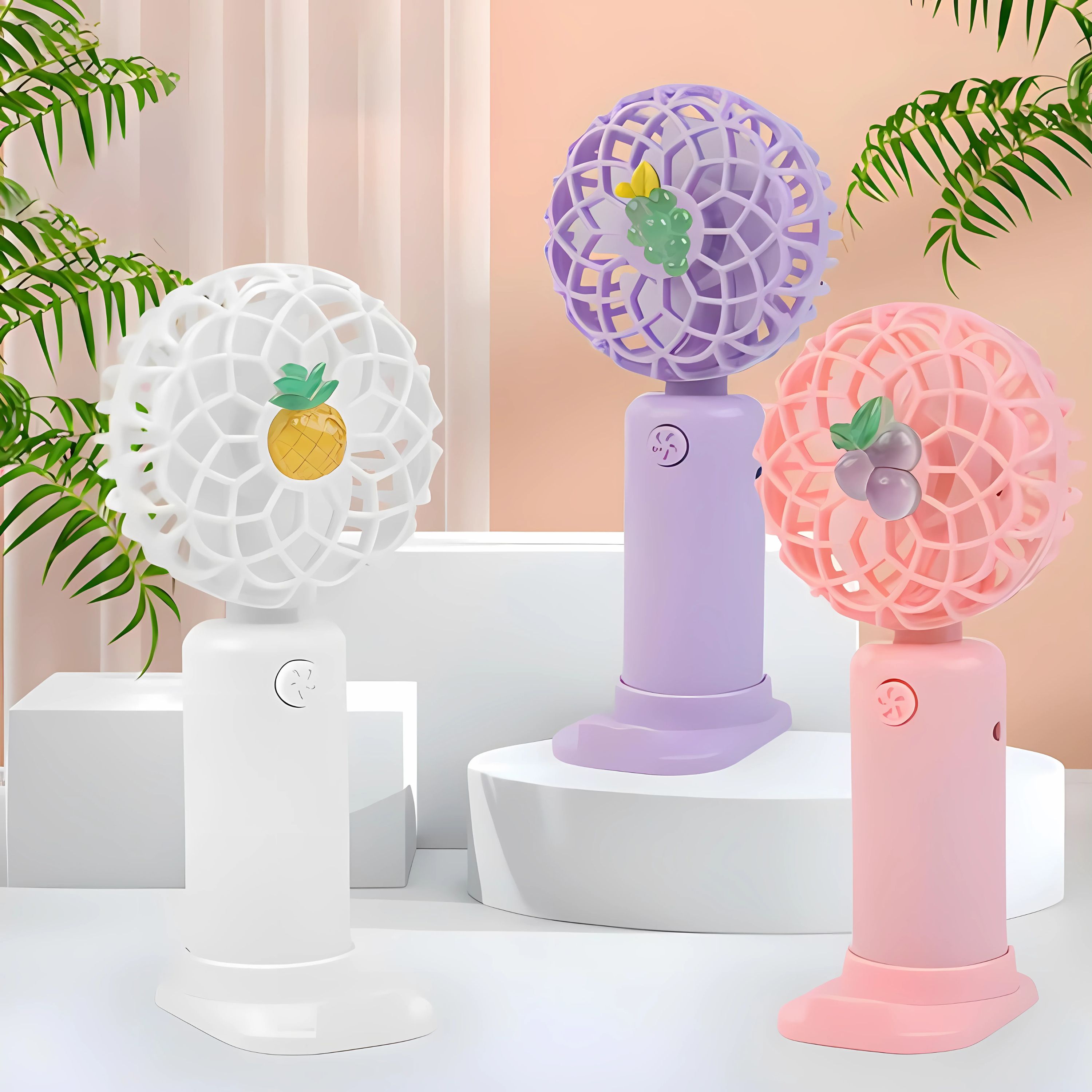 Mini Ventilador Portátil Recarregável com Suporte de Celular