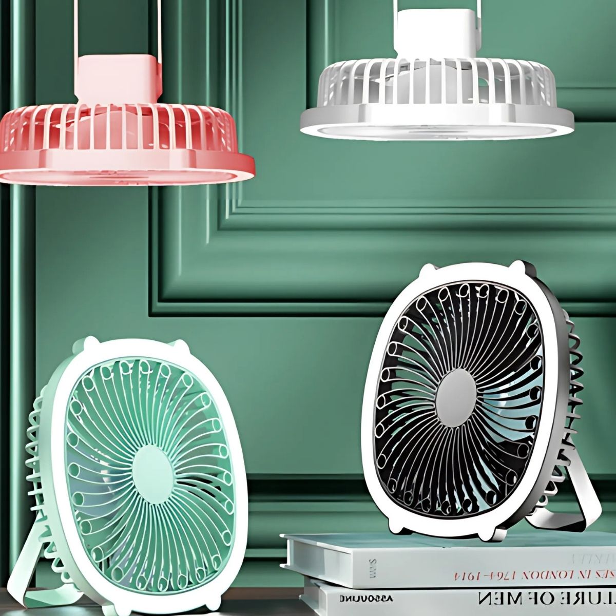 Ventilador Portátil Pendurável 2 em 1 com Base Ajustável