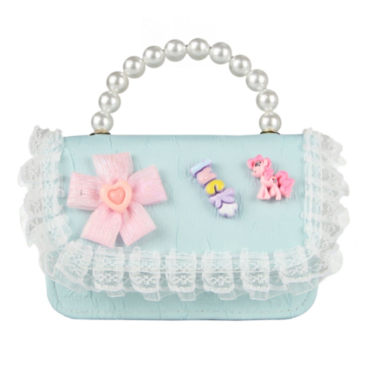 Bolsa Infantil com Pérolas e Laço Decorativo
