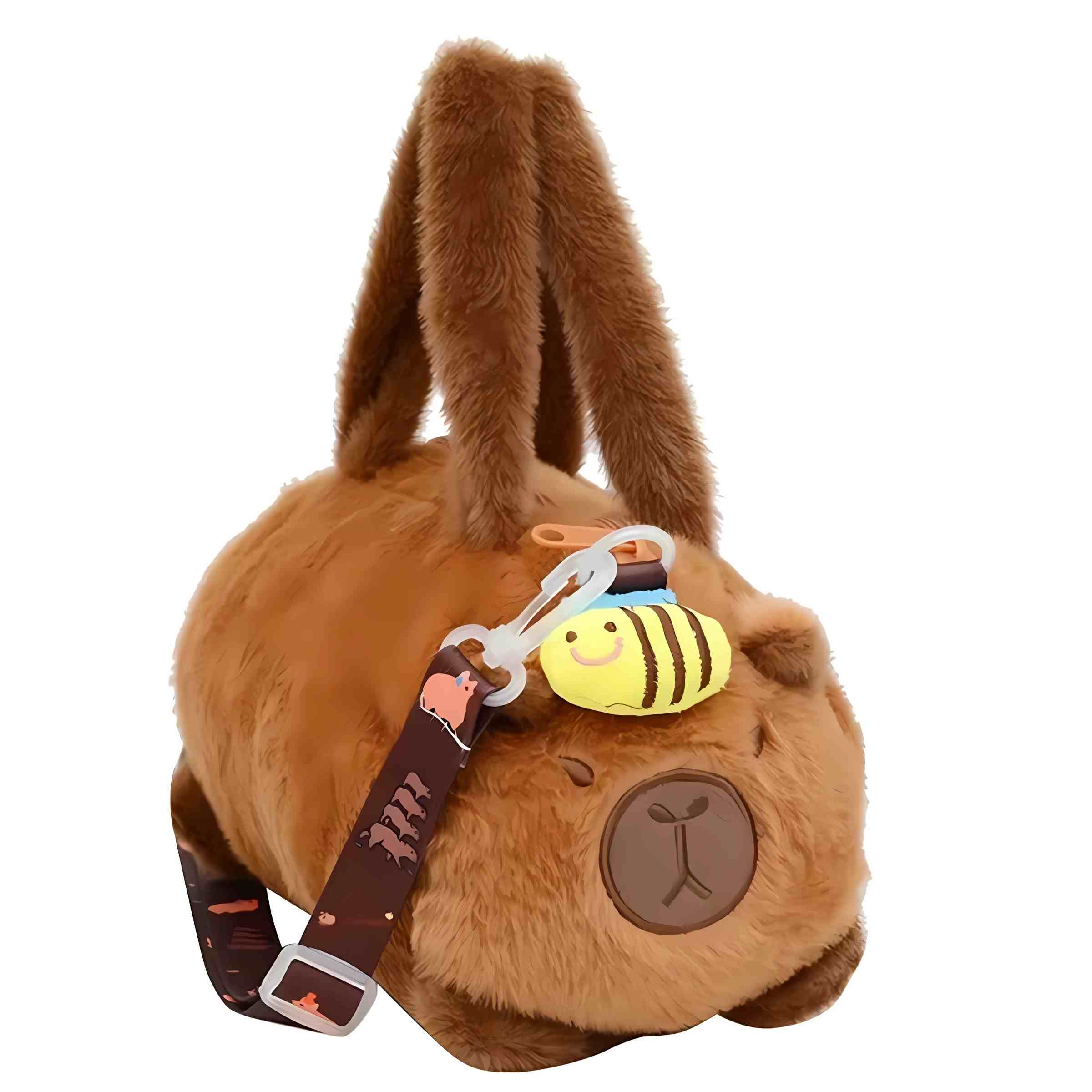 Bolsa Pelúcia Capivara com Abelha – Super Macia e Fofa!