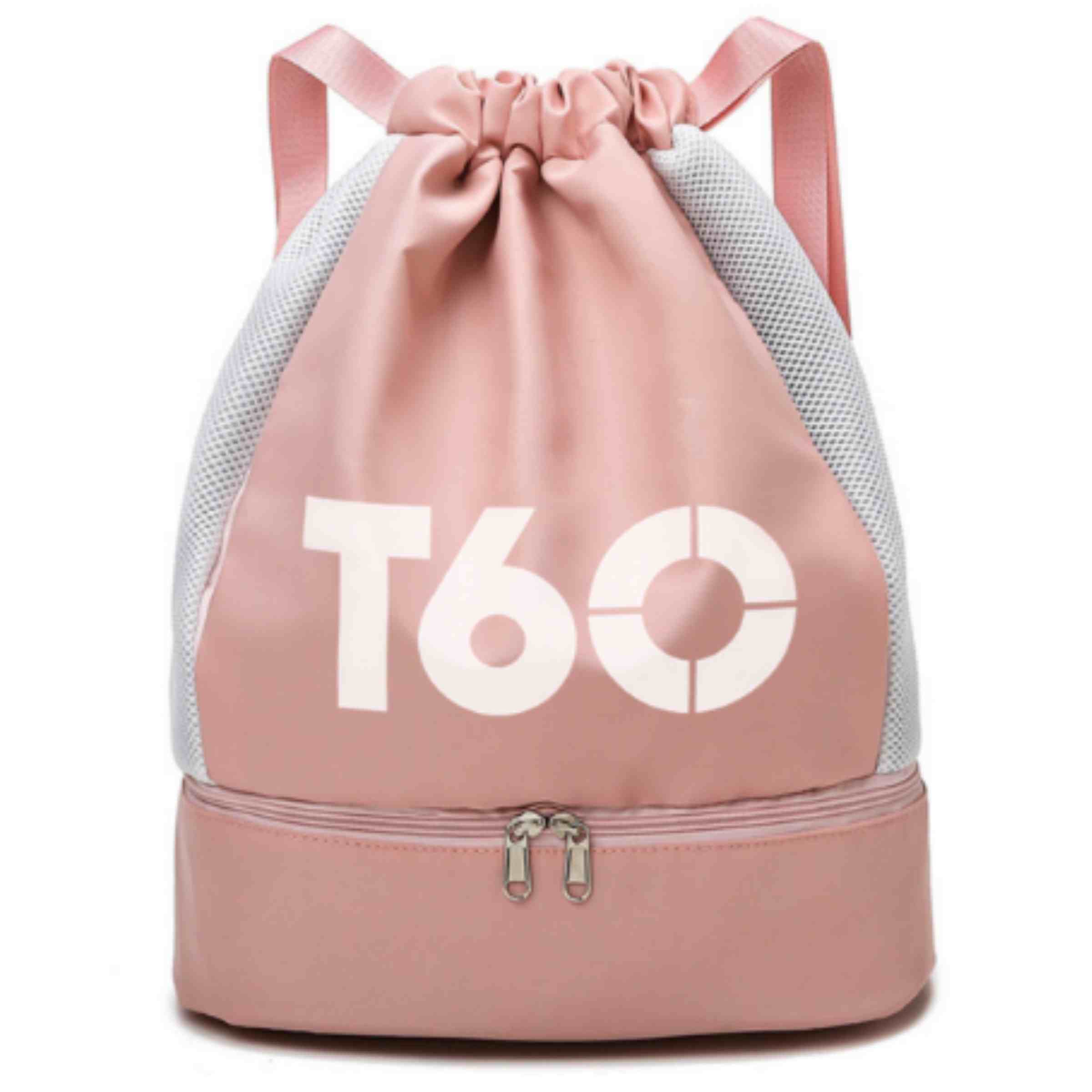 Mochila Esportiva T60 com Fechamento em Cordão e Compartimento Inferior