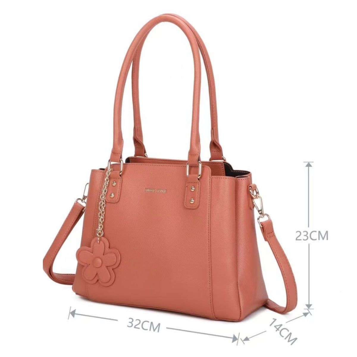 Bolsa Grande Feminina com Alça e Chaveiro Decorativo – Modelo GD095 com Compartimentos Internos e Acabamento Premium