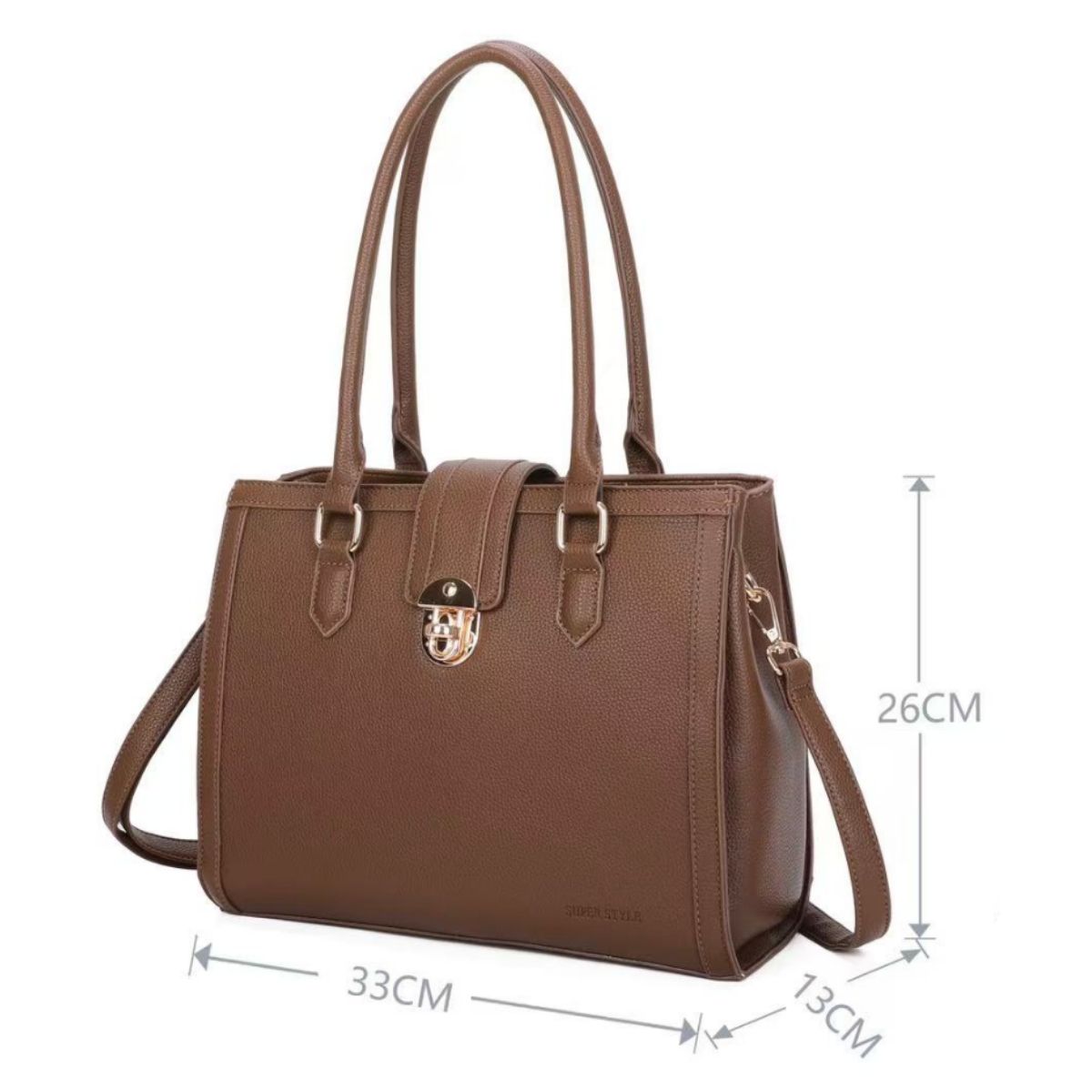 Bolsa Grande Feminina com Alça e Pingente Metálico