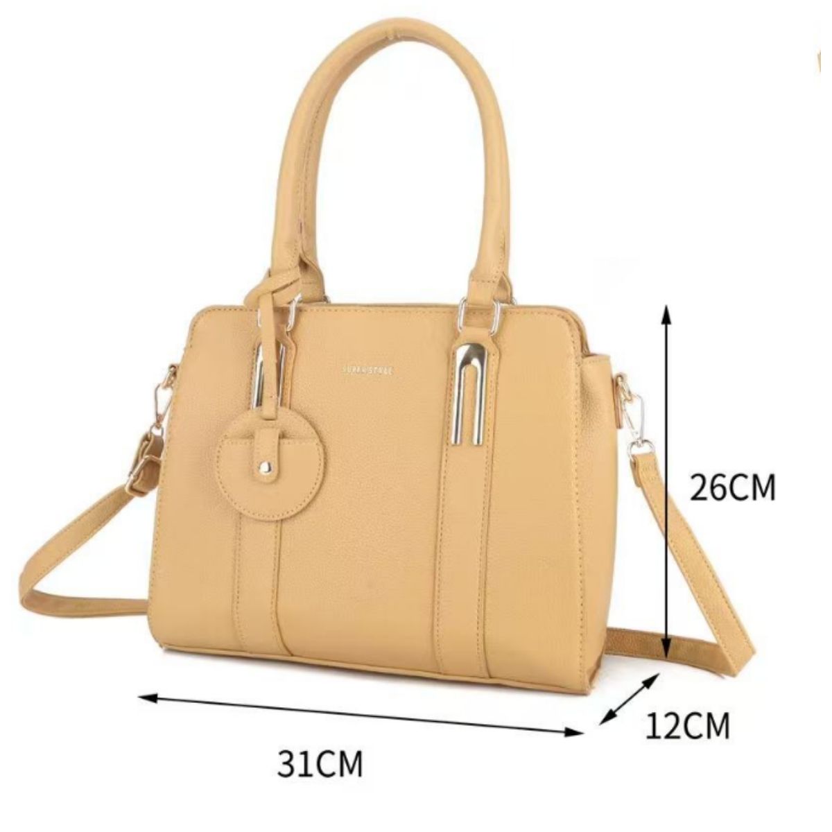 Bolsa Grande Feminina com Alça e Chaveiro Metálico