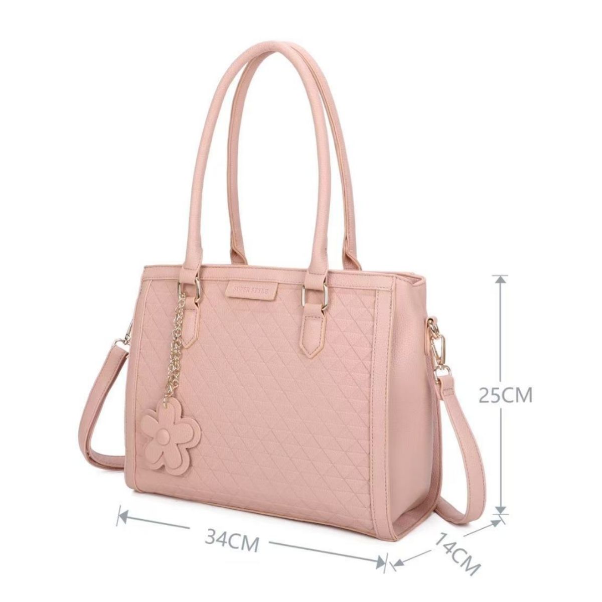 Bolsa Grande Feminina com Alça GD100 – Design Matelassê com Chaveiro Decorativo e Espaço Interno Ampliado
