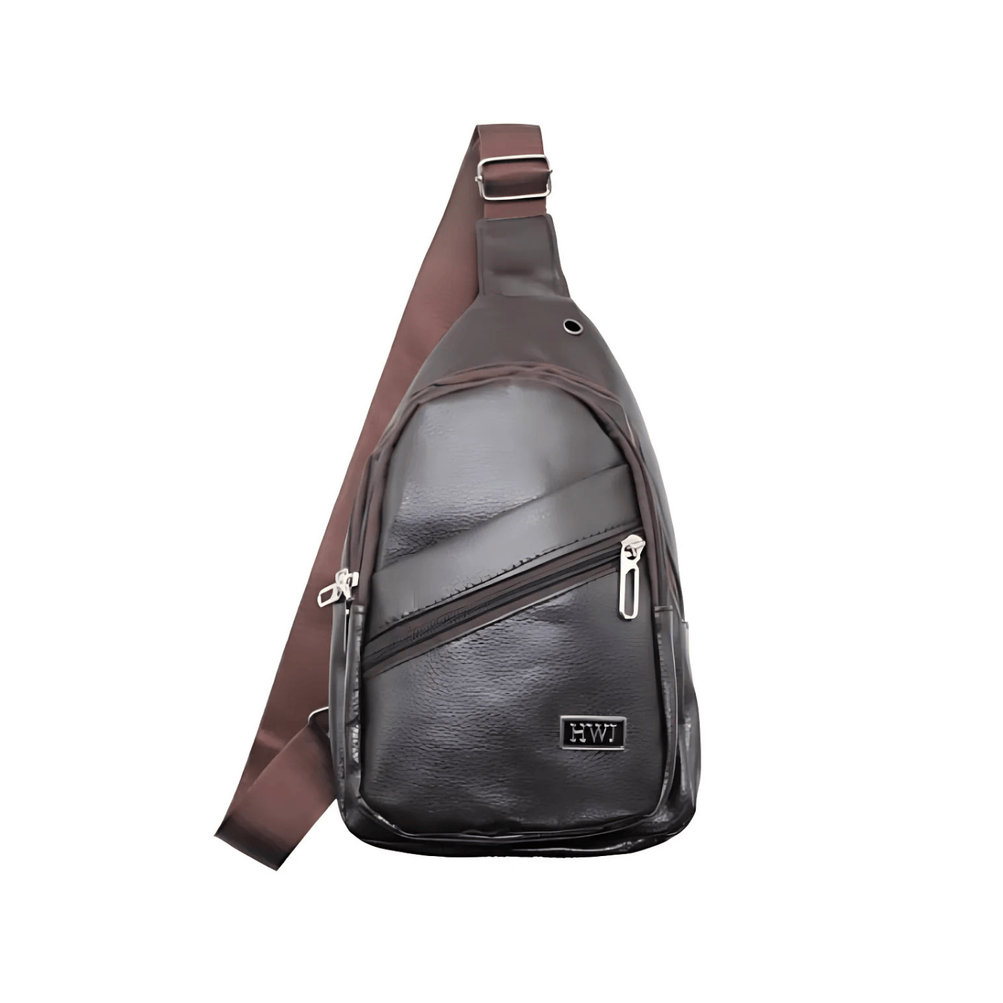Shoulder bag impermeável em couro sintético com Zíper Diagonal