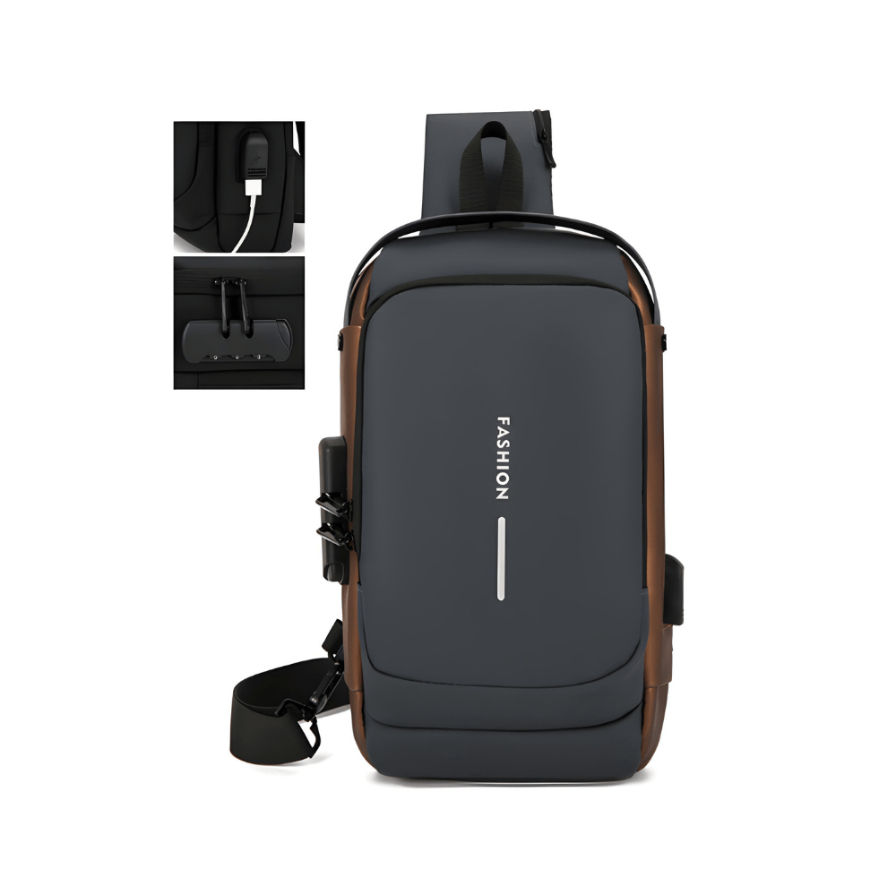 Shoulder Bag com Cadeado e USB Impermeável