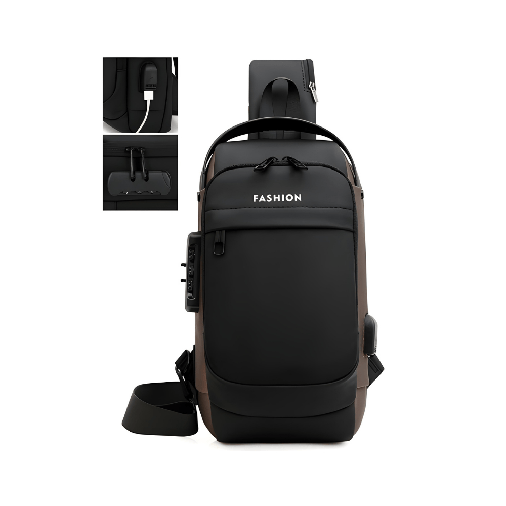 Shoulder Bag com cadeado e USB impermeável
