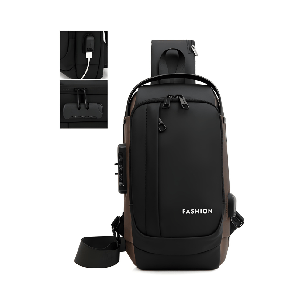 Shoulder Bag Transversal com cadeado e USB impermeável
