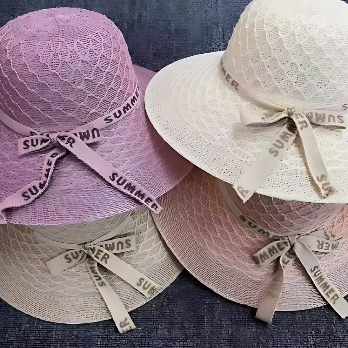 Chapéu de Praia Feminino com Laço e Renda - Perfeito para o Verão