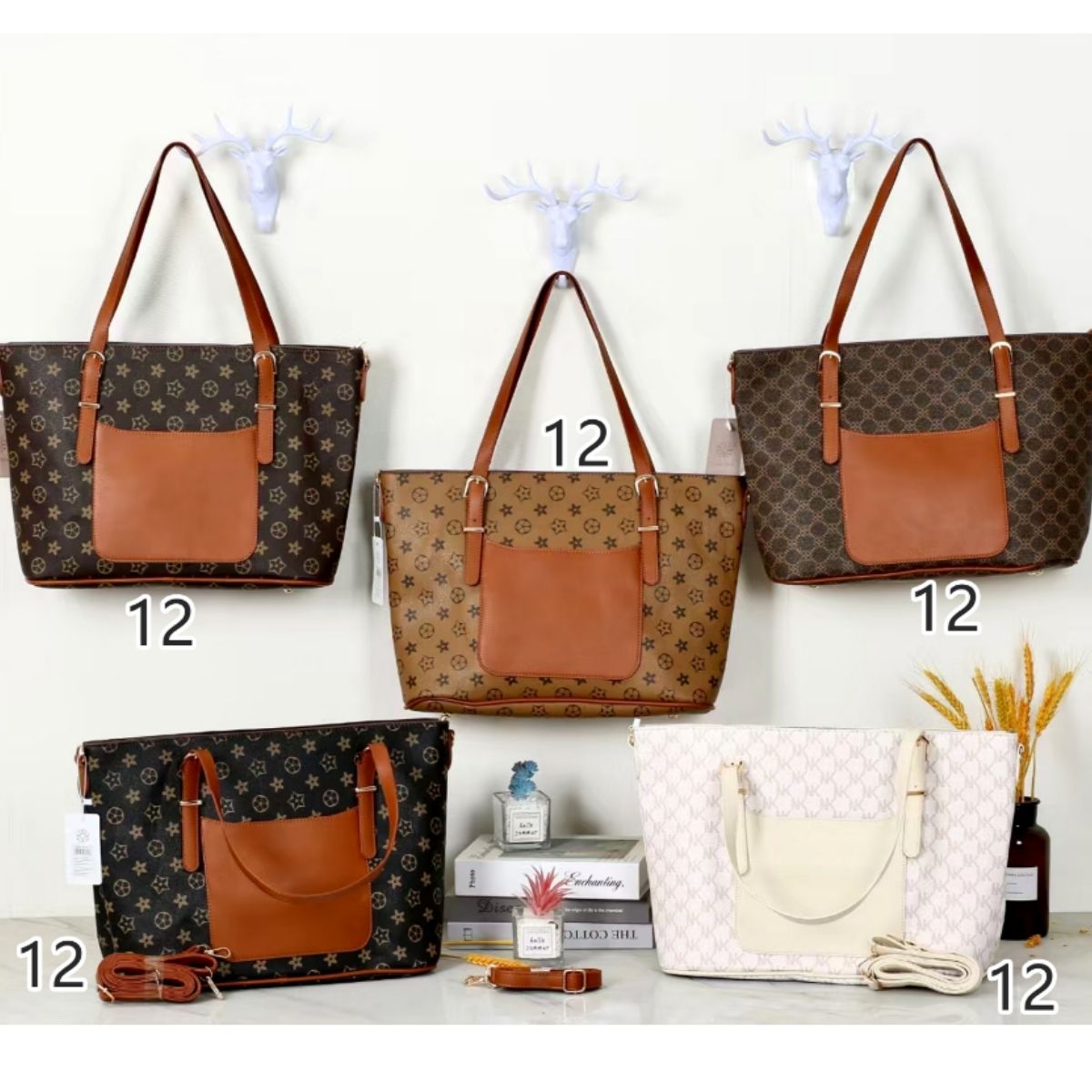 Bolsa Feminina Estilo Shopper com Alça Longa e Estampa Clássica