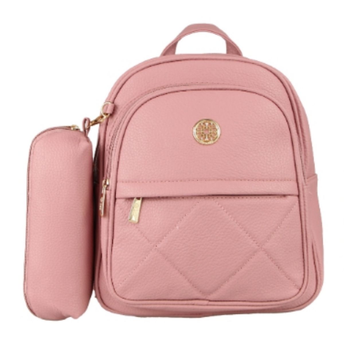 Mochila Feminina com Estojo – Design Compacto com Detalhe Matelassê e Estojo Acoplado