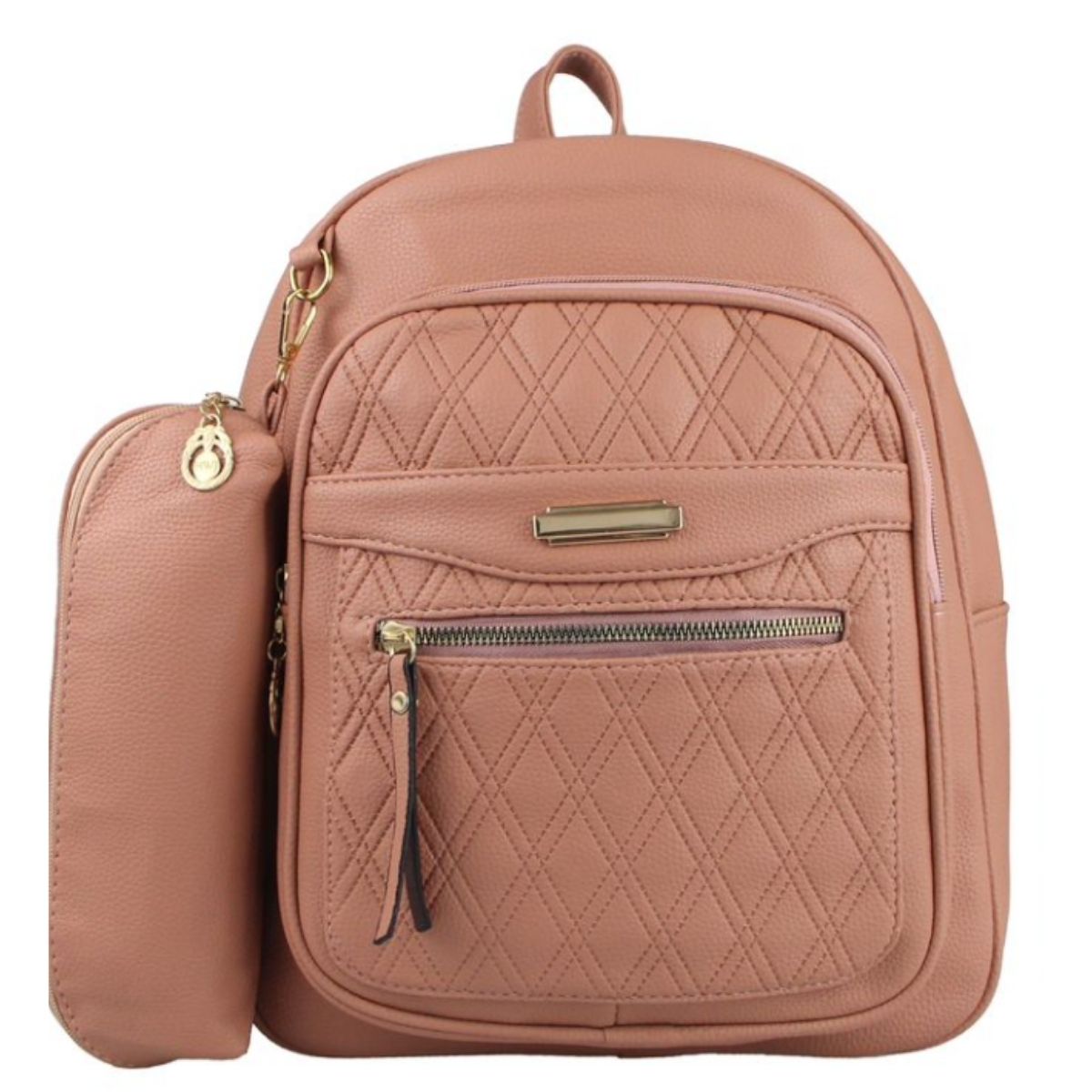 Kit Mochila Feminina com Estojo   e Zíper Frontal Funcional