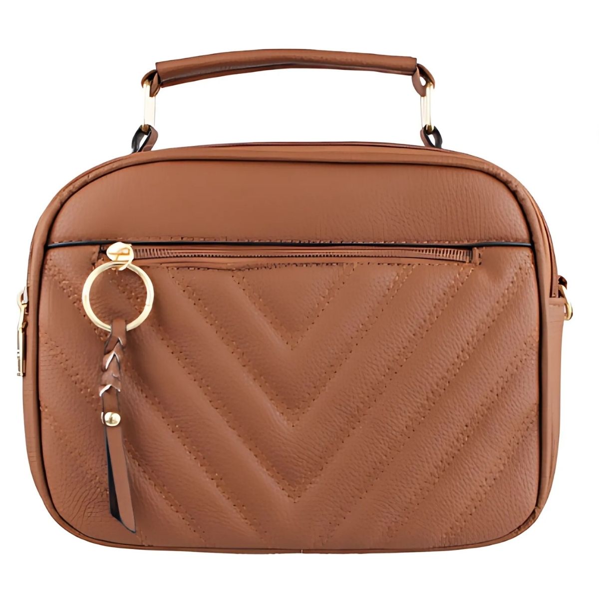 Bolsa Feminina PL-XB8245 – Estilo Matelassê em “V” com Detalhe de Argola e Alça Versátil