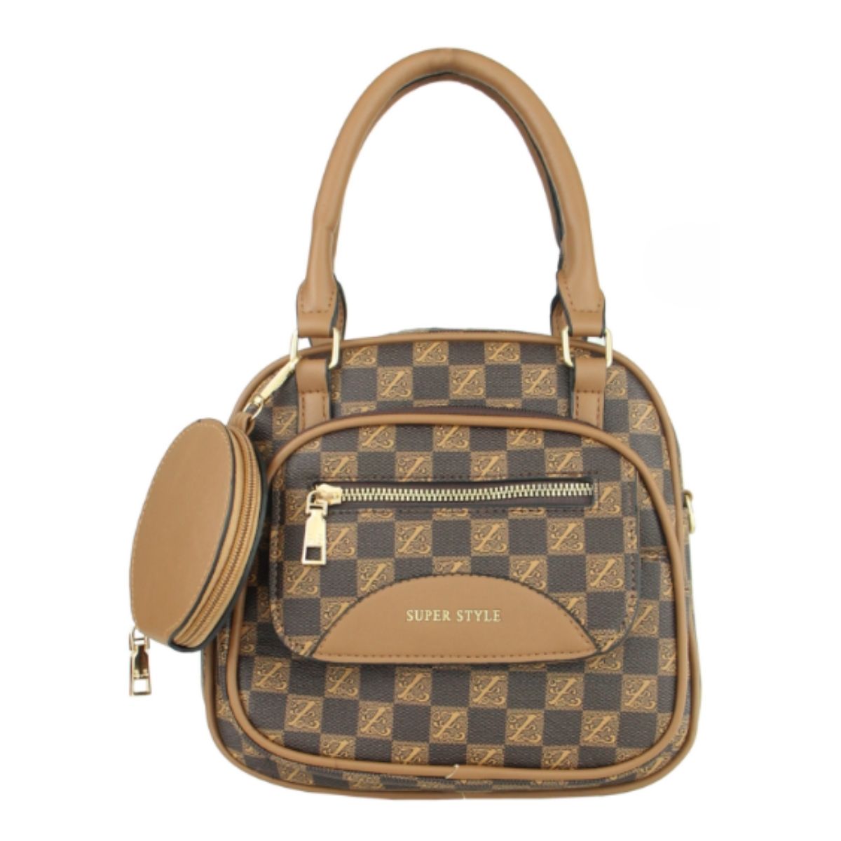 Kit Bolsa Feminina com Porta-Moedas – Estilo Xadrez Elegante e Funcionalidade Completa