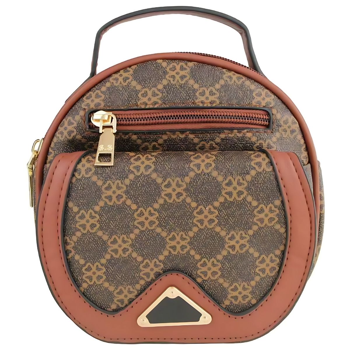 Bolsa Feminina Redonda – Estilo Luxo com Estampa Geométrica e Alça Larga Ajustável