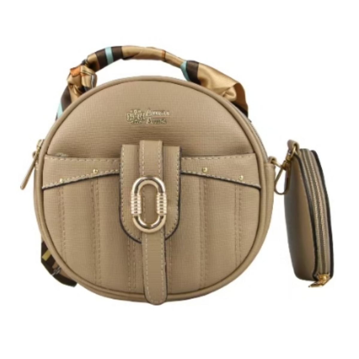 Bolsa Feminina Redonda com Porta Moeda e Alça Estampada