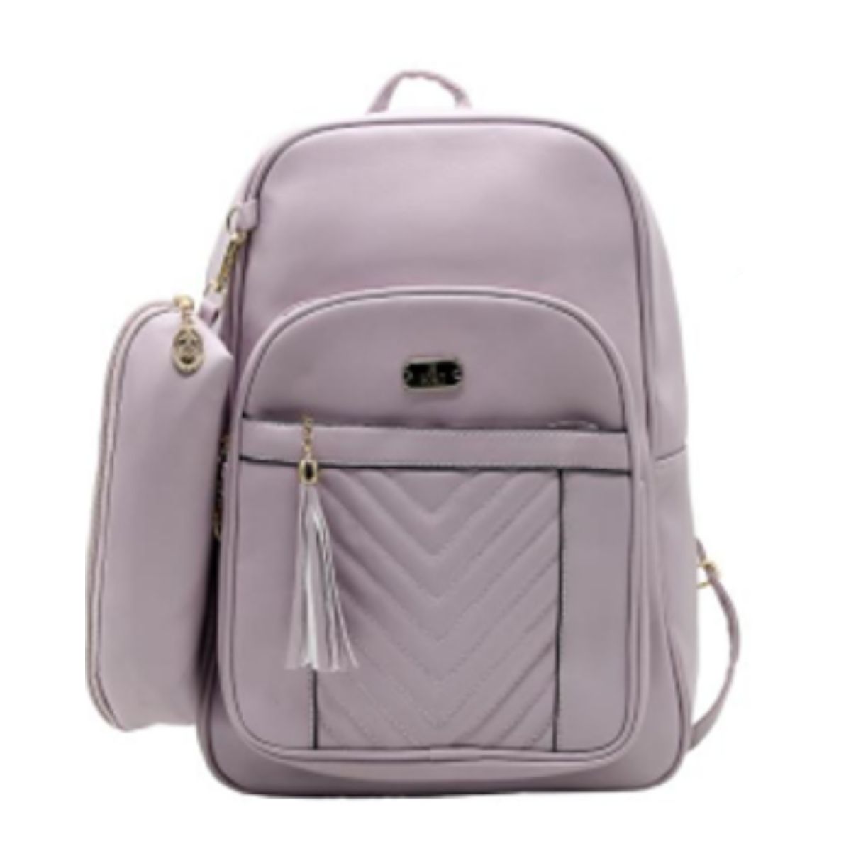 Mochila Feminina em Couro Sintético com Estojo – Design Matelassê