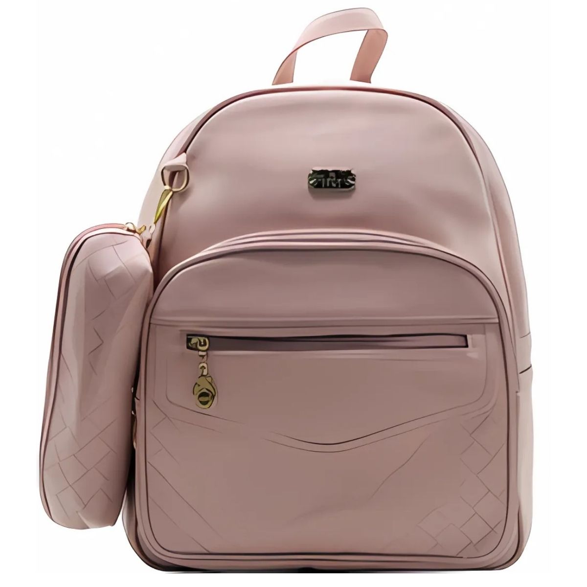 Mochila Feminina de Couro Sintético com Estojo Acoplado