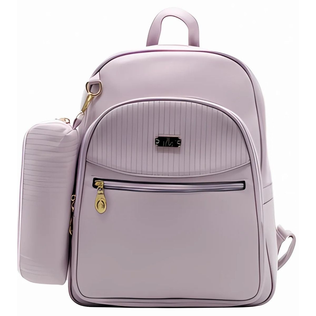 Mochila Feminina de Couro Sintético com Estojo Acoplado