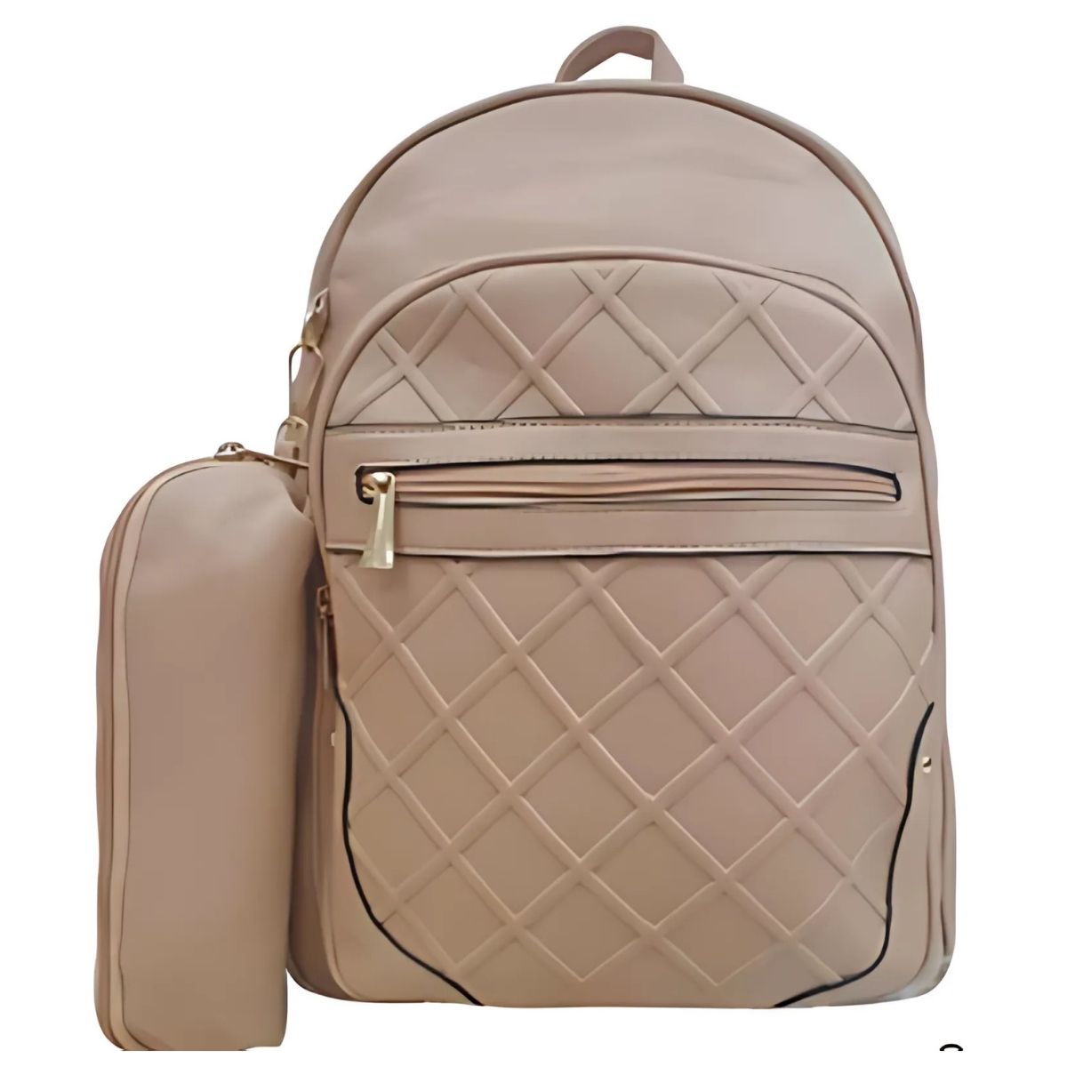 Mochila Feminina de Couro Sintético com Estojo Acoplado