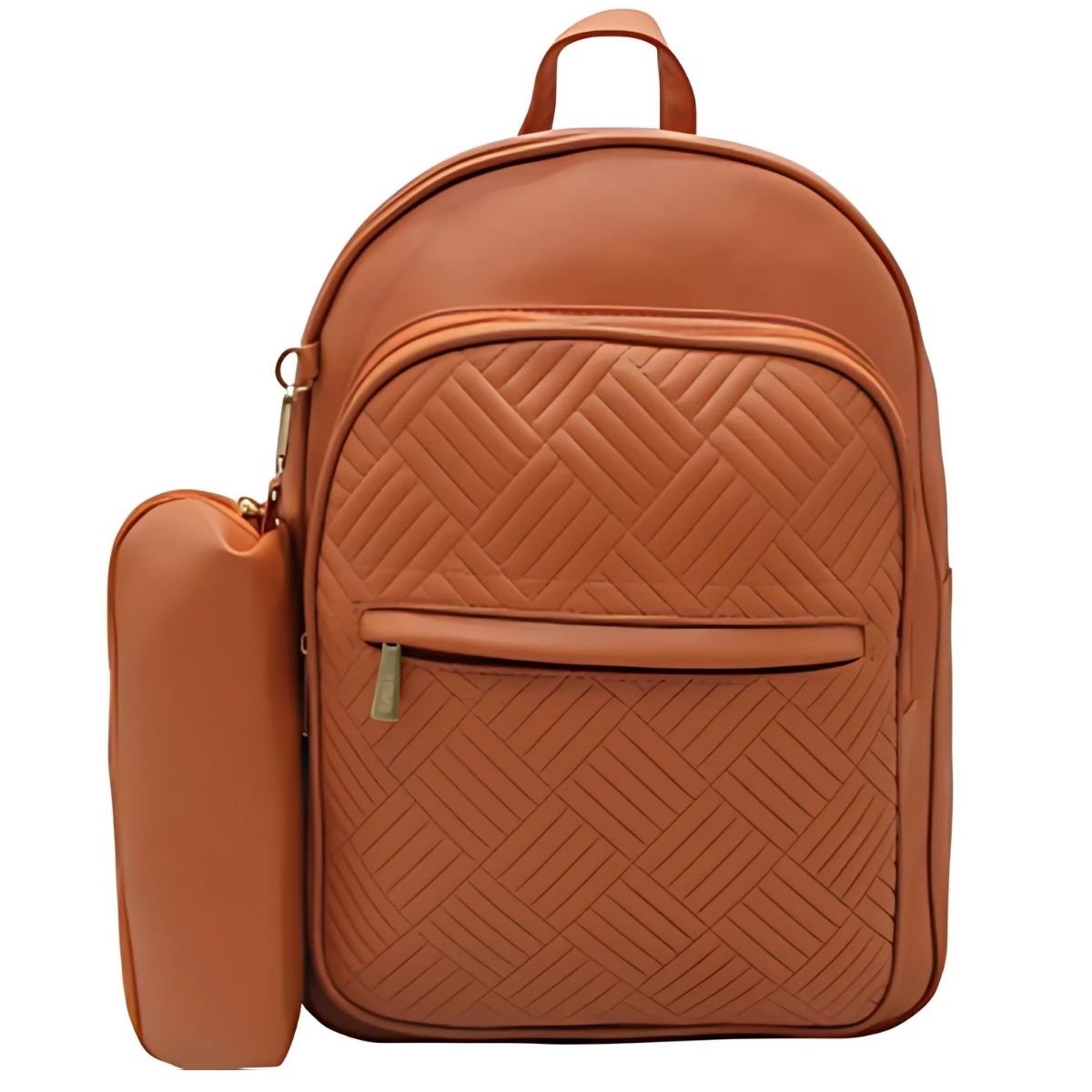 Mochila Feminina de Couro Sintético com Estojo Acoplado