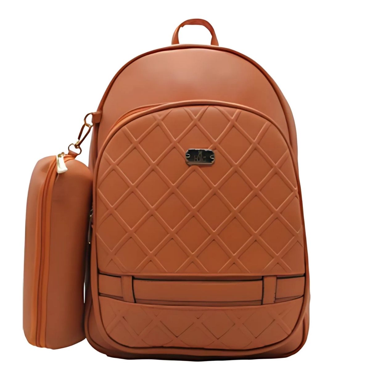 Mochila Feminina de Couro Sintético com Estojo Acoplado