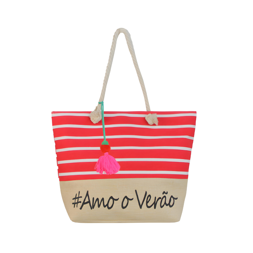 Bolsa de Praia Estampada "Eu Amo Praia" para Verão e Sol