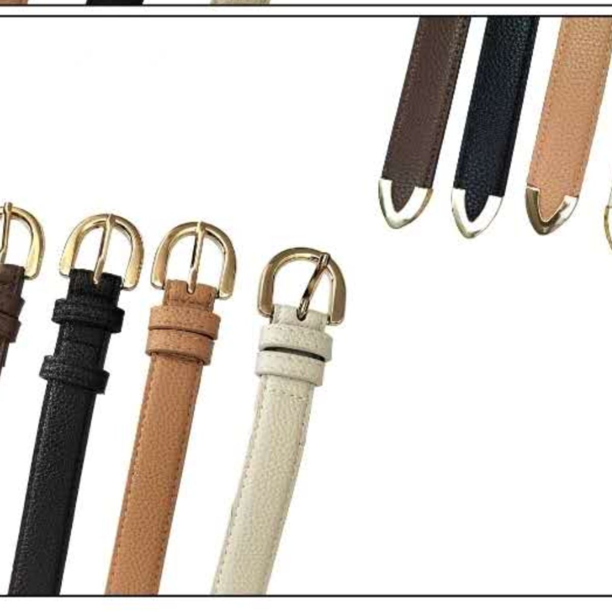 Cinto Feminino Elegante com Fivela Dourada Estilo Minimalista