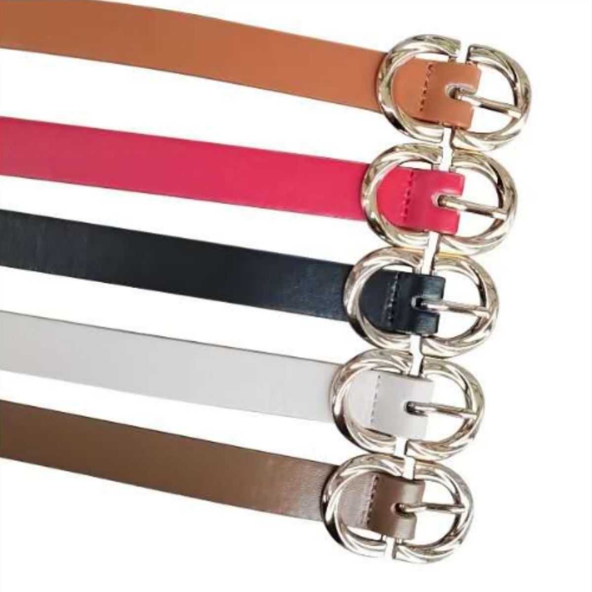 Elegância Minimalista: Cinto Feminino com Fivela Dourada