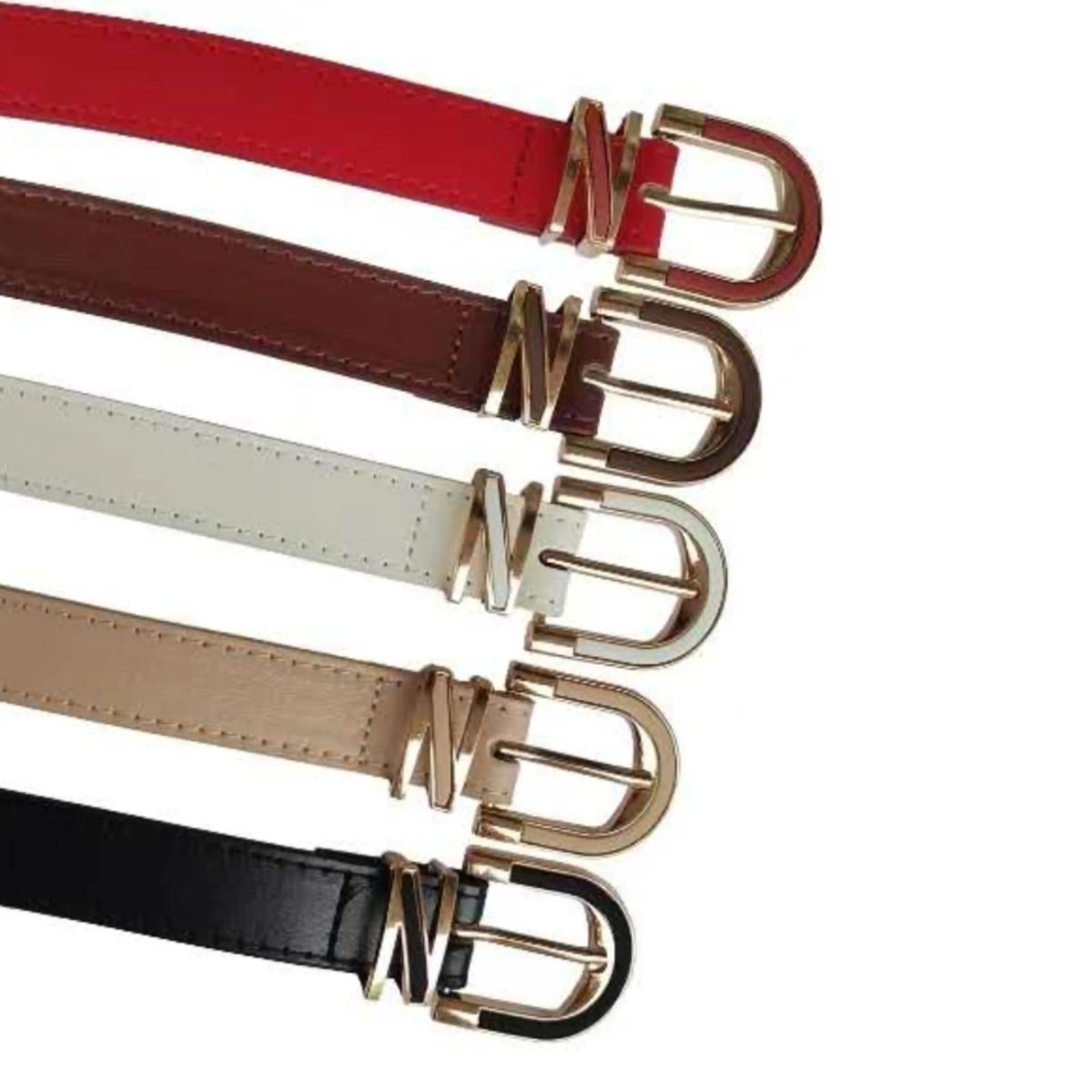 Cinto de Estilo Minimalista com Fivela Dourada