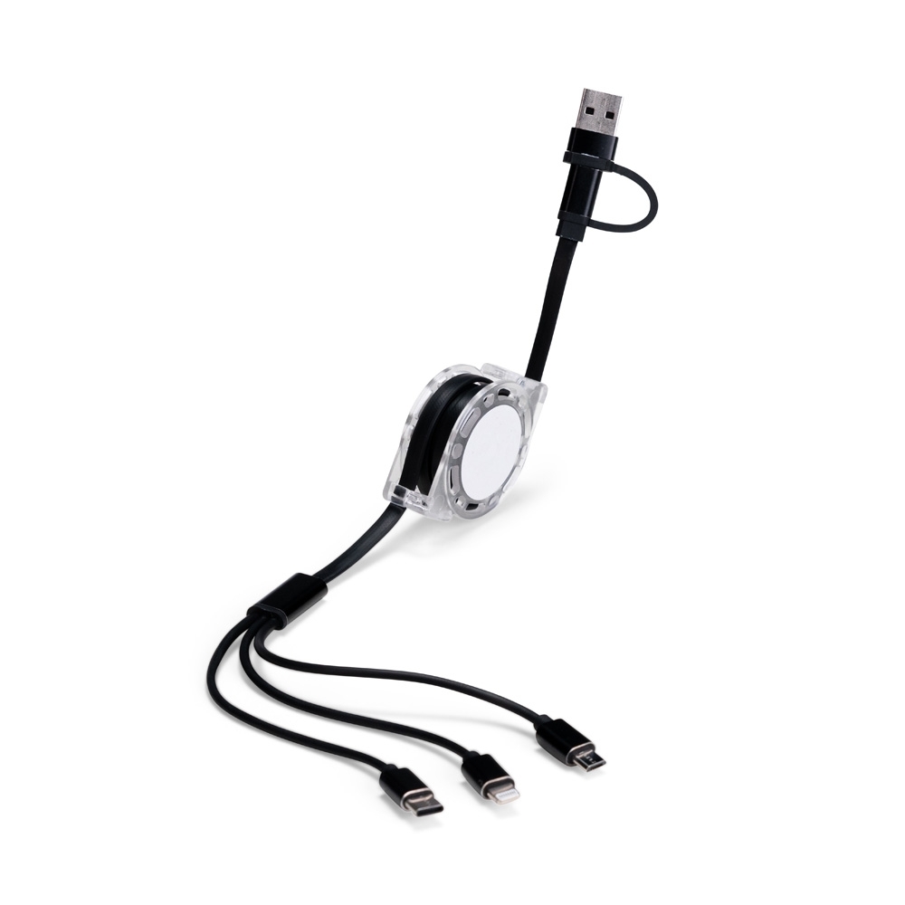 Cabo Retrátil 3 em 1 com Adaptador
