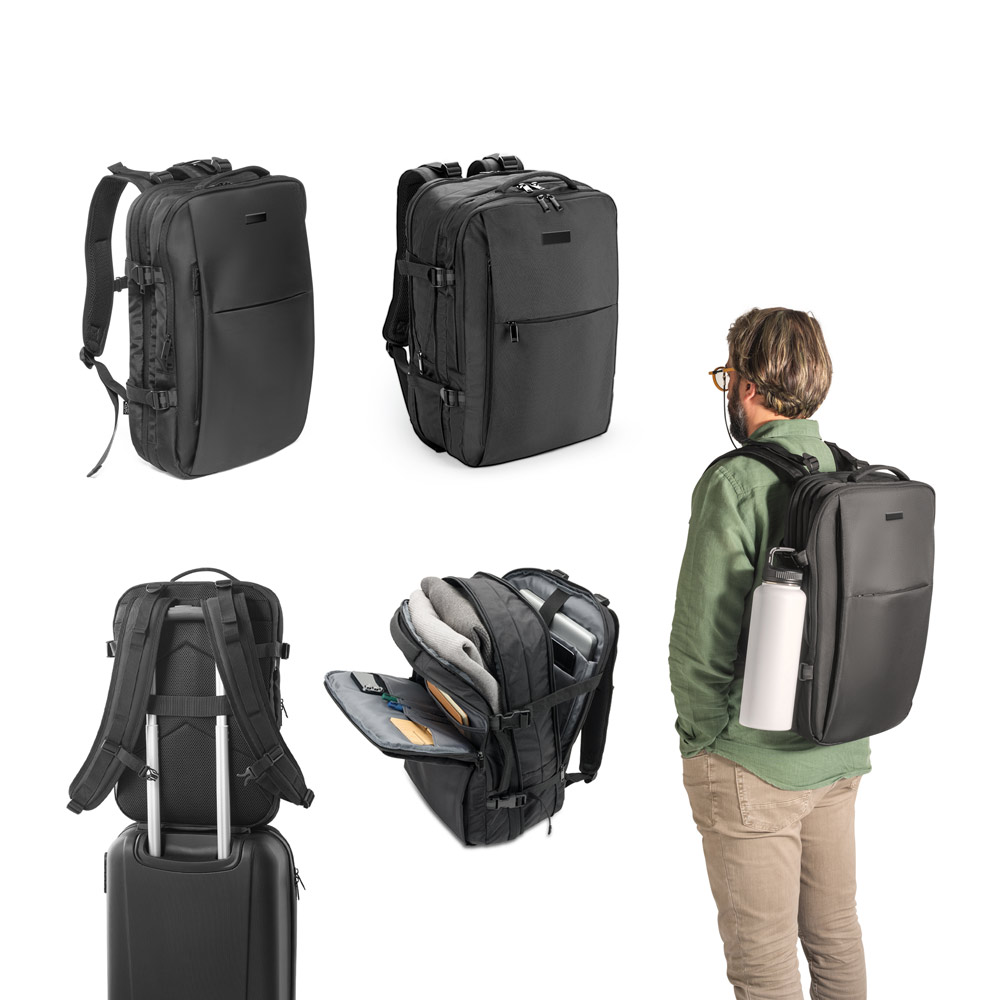 Mochila de viagem para notebook (17'3") em poliéster reciclado 600D de alta densidade, com compartimento para arrumação (29 L)
