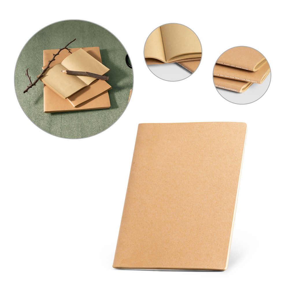 Caderno A4 de capa flexível em cartão (250 g/m²) com páginas lisas