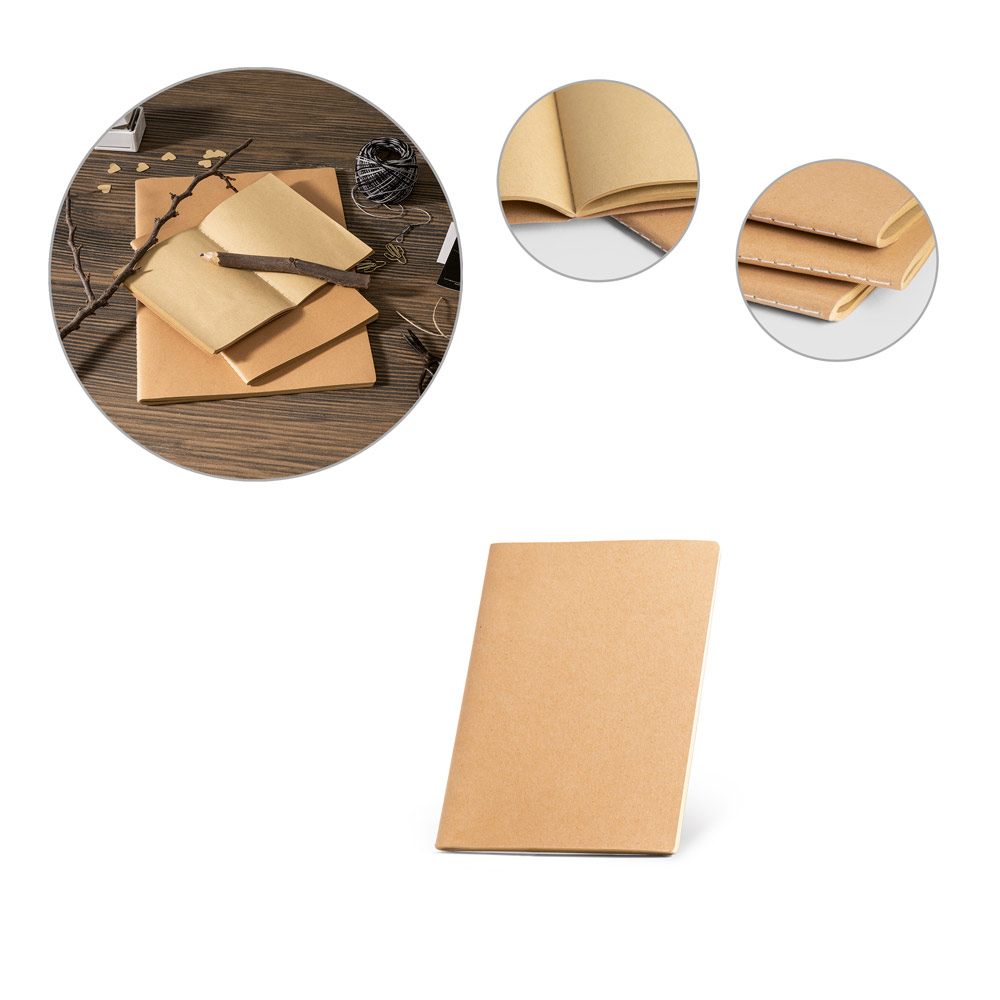 Caderno de capa flexível em cartão (250 g/m²) com páginas lisas