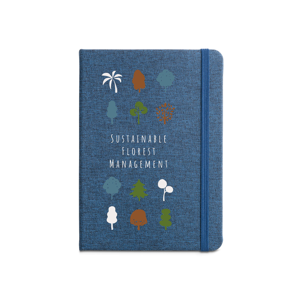 Caderno A5 de capa dura em poliéster 100% reciclado com páginas pautadas