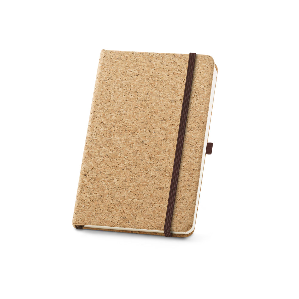 Caderno A5 de capa dura em cortiça com páginas lisas