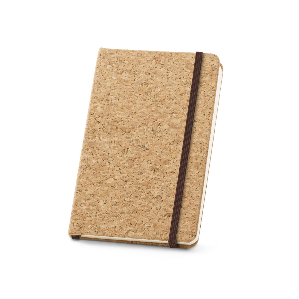 Caderno A6 de capa dura em cortiça com páginas lisas