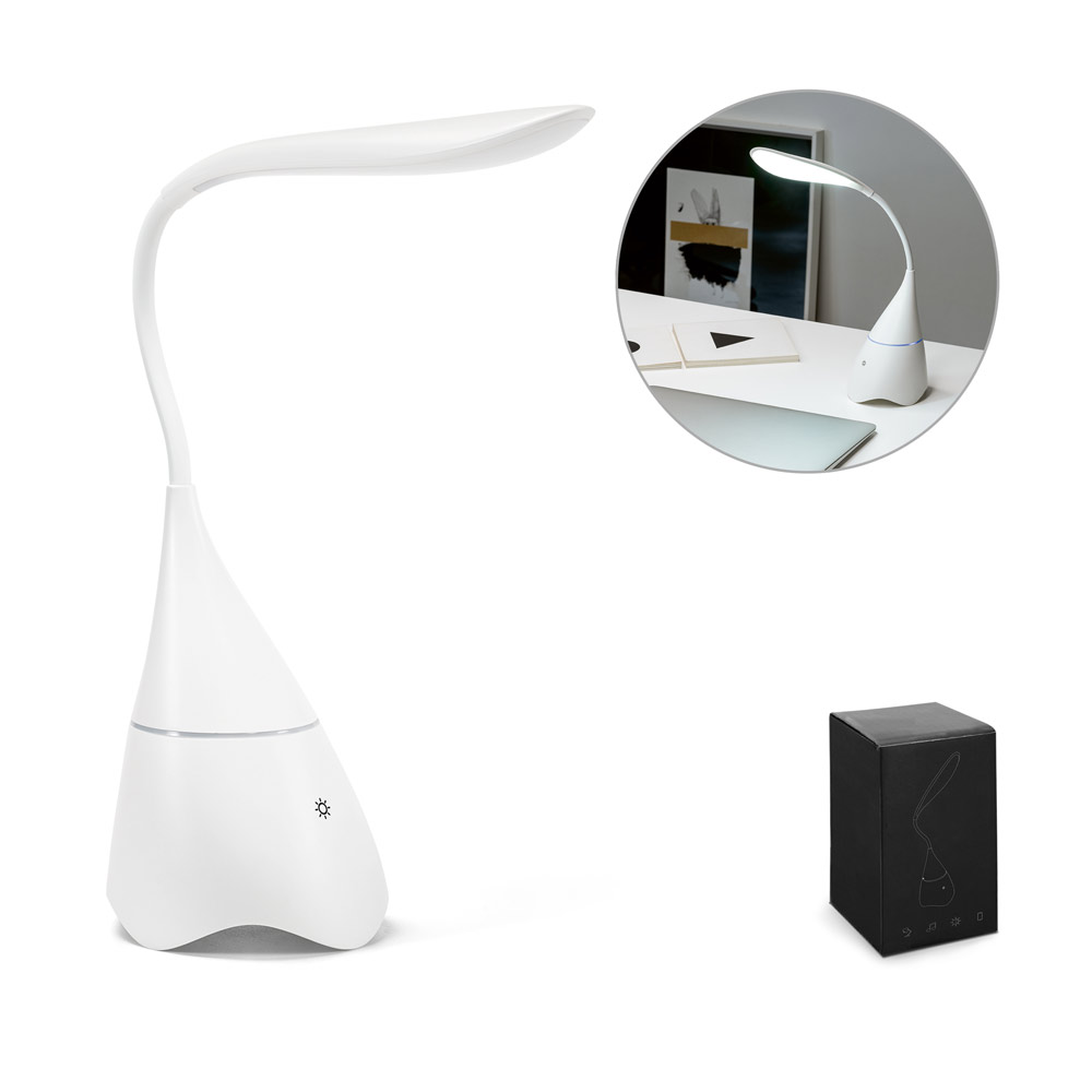 Luminária de mesa com caixa de som em ABS com 18 LEDs de alto brilho